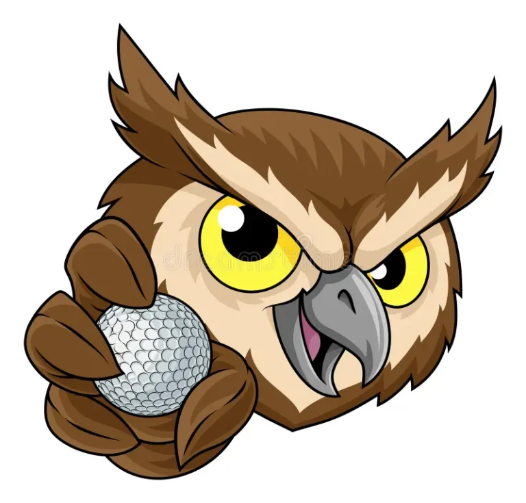 owl bird golf ball cartoon sport team mascot sports character holding 459146473