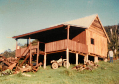 First Construction Project, Carrai-1983, by Peter Moroney Building Certifier. Timber Cabin, Motorbike, Grassy Hill,